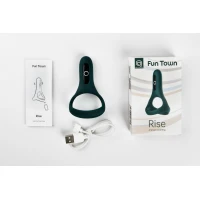 Подвійне ерекційне кільце Fun Town Rise Turquoise, керування зі смартфона — Переглянути зображення 4