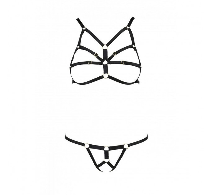 Комплект білизни зі стреп Passion Exclusive ARMANDA SET S/M, black