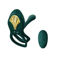 Смарт-ерекційне кільце Zalo -  BAYEK Turquoise Green, подвійне з ввідною частиною, пульт ДК — Переглянути зображення 1