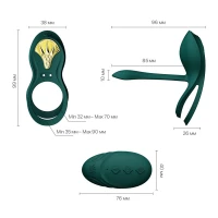 Смарт-ерекційне кільце Zalo -  BAYEK Turquoise Green, подвійне з ввідною частиною, пульт ДК — Переглянути зображення 4