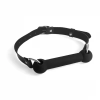 Кляп-палиця на ременях Art of Sex – Gag Stick Silicon, чорний, натуральна шкіра — Переглянути зображення 2