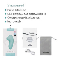 Вакуумный стимулятор Svakom Pulse Lite Neo Seafoam Blue, управляется со смартфона — Просмотреть изображение 7