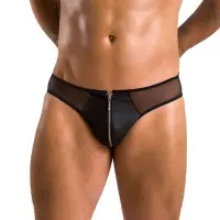 Чоловічі сліпи на блискавці Passion 042 SLIP TIMMY L/XL Black, екошкіра, сітка — Просмотреть изображение 1