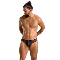 Чоловічі сліпи на блискавці Passion 042 SLIP TIMMY L/XL Black, екошкіра, сітка — Просмотреть изображение 3