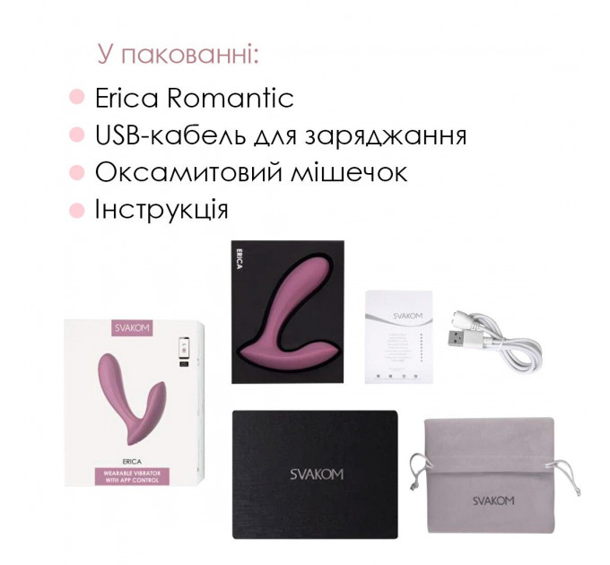 Смарт-вибратор в трусики Svakom Erica Romantic Rose, очень гибкий, 2 мотора