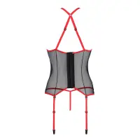 Корсет з пажами Passion SATARA CORSET L/XL red, стрінги, мереживо, застібки спереду та ззаду — Переглянути зображення 6