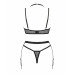 Комплект білизни Obsessive Selinne 3-pcs set XL/2XL Black, бюстгальтер, стрінги пояс для панчіх