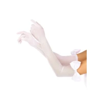 Довгі рукавички з бантом Leg Avenue Opera length bow top gloves White, напівпрозорі — Переглянути зображення 1