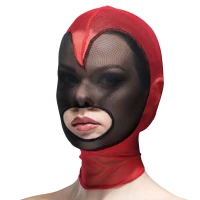 Маска серце сітка з відкритим ротом Feral Feelings - Hearts Mask Red/Black — Переглянути зображення 1