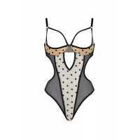 Эротическое боди Passion MARINA BODY, L/XL, beige, с открытыми чашками