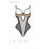Эротическое боди Passion MARINA BODY, L/XL, beige, с открытыми чашками