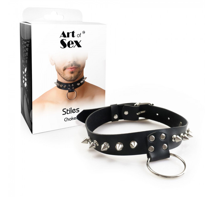 Чоловічий чокер з шипами Art of Sex - Stiles Leather and Spikes