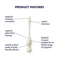 Вагінальні смарт-кульки з вібрацією Satisfyer Love Birds 1 Connect App White, 78 г — Просмотреть изображение 7