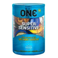 Набір презервативів ONE Super Sensitive, 100 шт, гладенькі, з додатковою змазкою, паковання-тубус — Просмотреть изображение 1