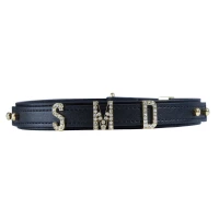 Нашийник LOCKINK Dark DIY Alphabet Collar, чорний, штучна шкіра, букви зі стразами — Переглянути зображення 2