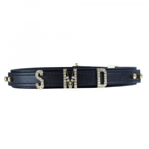 Нашийник LOCKINK Dark DIY Alphabet Collar, чорний, штучна шкіра, букви зі стразами