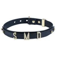 Нашийник LOCKINK Dark DIY Alphabet Collar, чорний, штучна шкіра, букви зі стразами — Переглянути зображення 1