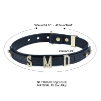 Нашийник LOCKINK Dark DIY Alphabet Collar, чорний, штучна шкіра, букви зі стразами — Переглянути зображення 18