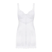Сорочка Obsessive Amor Blanco underwire chemise &amp; thong, S/M, біла, мереживний ліф, стрінги в наборі — Переглянути зображення 3