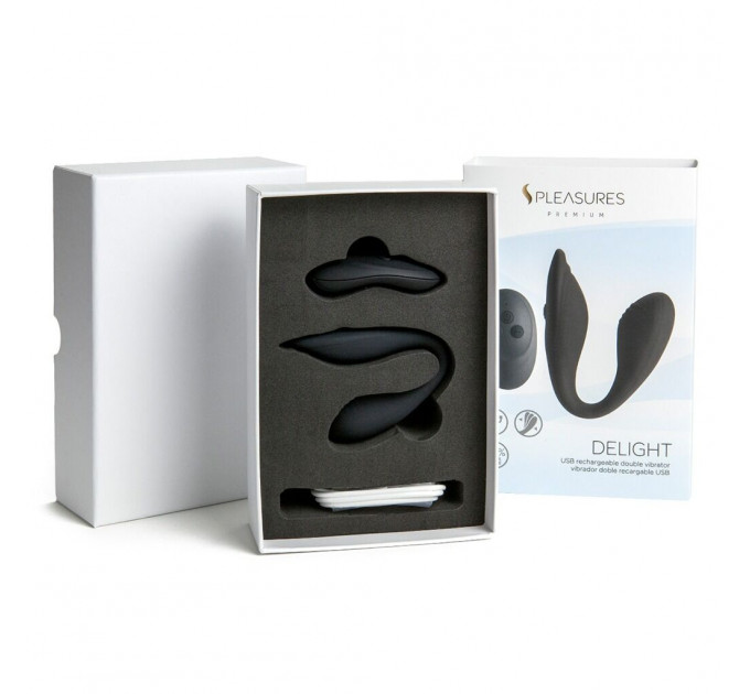 Подвійний вібратор S Pleasures Premium Delight, чорний, для клітора та точки G, 10 режимів