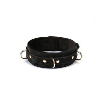 Ошейник с поводком Liebe Seele Boudoir Amor Collar with Leash Black, три кольца
