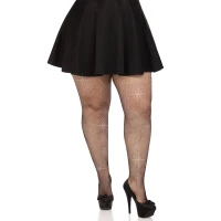 Колготки Leg Avenue Rhinestone micro net tights Plus size Black, дрібна сітка, стрази — Переглянути зображення 5