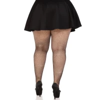 Колготки Leg Avenue Rhinestone micro net tights Plus size Black, дрібна сітка, стрази — Переглянути зображення 4