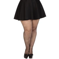 Колготки Leg Avenue Rhinestone micro net tights Plus size Black, дрібна сітка, стрази — Переглянути зображення 1