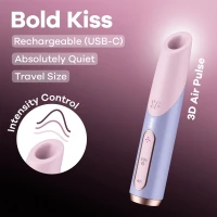 Вакуумний стимулятор Satisfyer Bold Kiss Violet, магнітна технологія 3D Air Pulse, 30 режимів роботи — Просмотреть изображение 6