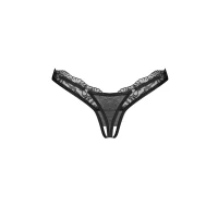 Трусики-стрінги з мереживом Obsessive Arrowel Black crotchless thong S/M — Переглянути зображення 3