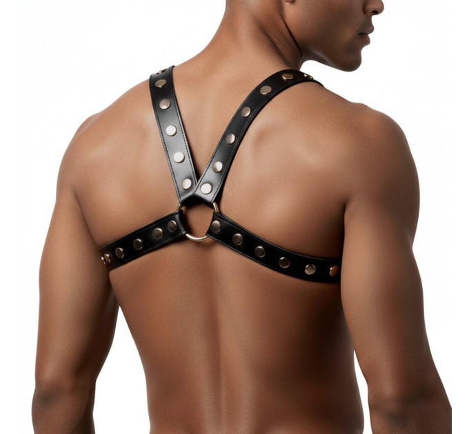 Чоловіча портупея Art of Sex - Spartacus, екошкіра, колір чорний, розмір L-2XL