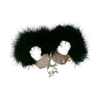 Наручники металеві Adrien Lastic Handcuffs Black з чорним пухнастим оздобленням — Переглянути зображення 1