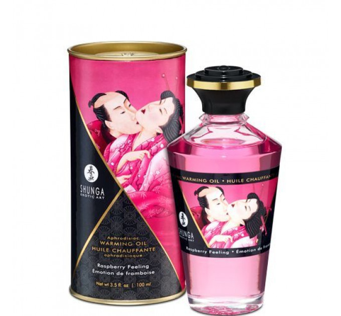 Розігрівальна олія Shunga Aphrodisiac Warming Oil – Raspberry Feeling (100 мл) без цукру, смачна