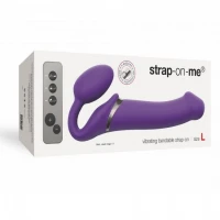 Безремінний страпон з вібрацією Strap-On-Me Vibrating Violet L, діам. 4,2 см, пульт ДК, регульований — Переглянути зображення 5