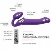 Безремінний страпон з вібрацією Strap-On-Me Vibrating Violet L, діам. 4,2 см, пульт ДК, регульований — Переглянути зображення 3