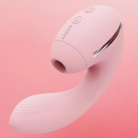 Вакуумний вібратор KISSTOY Tina Mini Pink, вагінально-кліторальний — Переглянути зображення 2