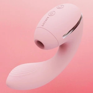 Вакуумний вібратор KISSTOY Tina Mini Pink, вагінально-кліторальний