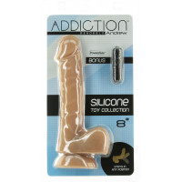 Гибкий фаллоимитатор на присоске ADDICTION — ANDREW 8″ Silicone Dong — Caramel, вибропуля в подарок