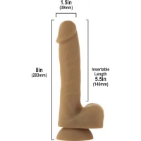 Гнучкий фалоімітатор на присосці ADDICTION — ANDREW 8″ Silicone Dong — Caramel, віброкуля в подаруно — Переглянути зображення 2