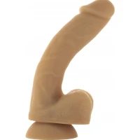 Гнучкий фалоімітатор на присосці ADDICTION — ANDREW 8″ Silicone Dong — Caramel, віброкуля в подаруно — Переглянути зображення 5