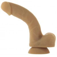 Гнучкий фалоімітатор на присосці ADDICTION — ANDREW 8″ Silicone Dong — Caramel, віброкуля в подаруно — Переглянути зображення 4