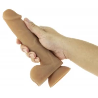 Гнучкий фалоімітатор на присосці ADDICTION — ANDREW 8″ Silicone Dong — Caramel, віброкуля в подаруно — Переглянути зображення 3