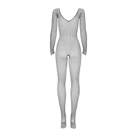Сітчастий бодістокінг із довгим рукавом Obsessive Bodystocking N109 black S/M/L, чорний, комбінезон — Переглянути зображення 4