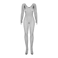 Сітчастий бодістокінг із довгим рукавом Obsessive Bodystocking N109 black S/M/L, чорний, комбінезон — Переглянути зображення 3