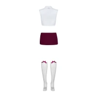 Еротичний костюм студентки Obsessive Student 4 pcs costume S/M, топ, спідниця, стринги, гольфи — Переглянути зображення 6