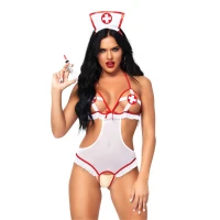 Костюм медсестри Leg Avenue Naughty Nurse, One Size, боді та шапочка — Переглянути зображення 1