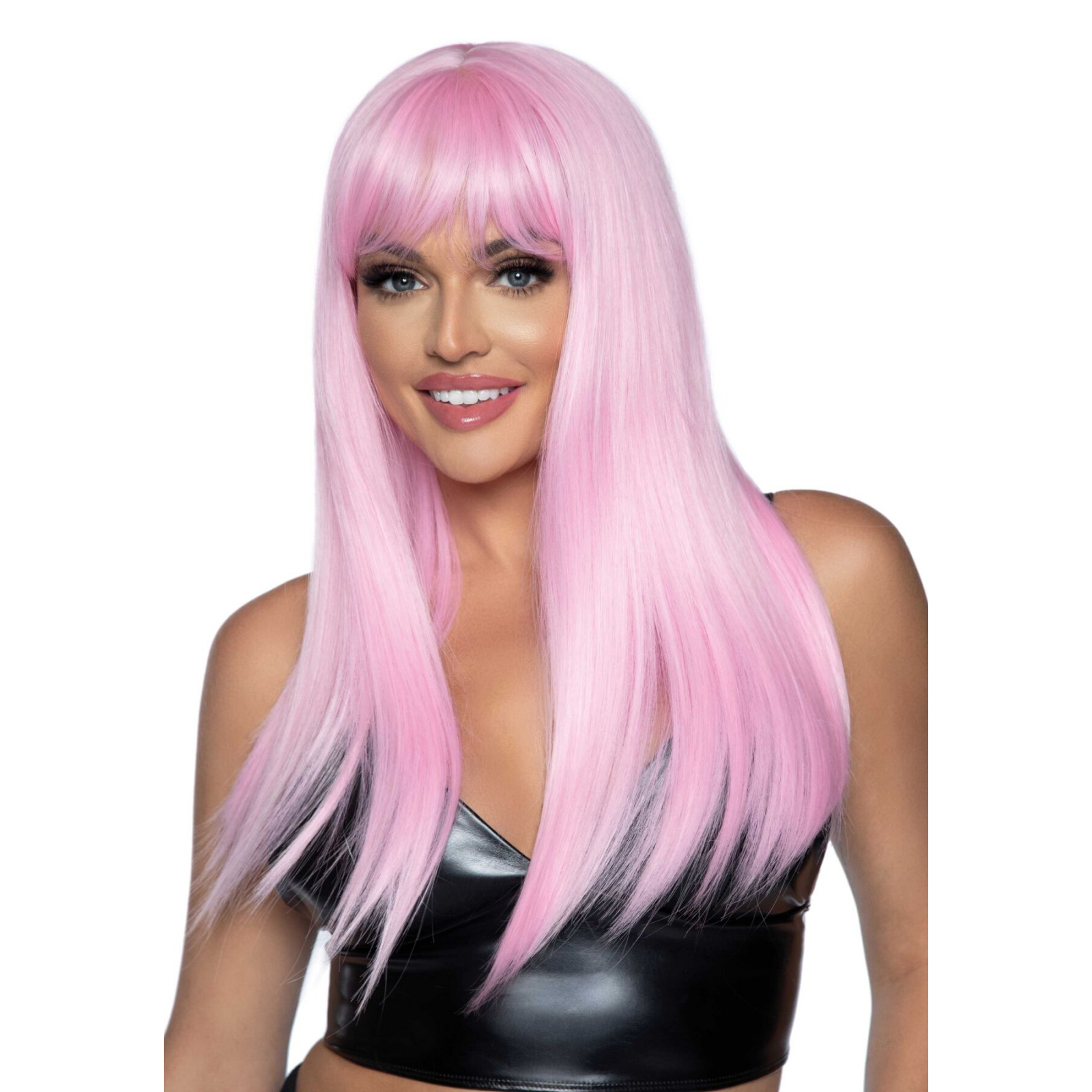Длинный розовый парик Leg Avenue Long straight bang wig Pink, гладкий, 61 см