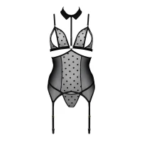 Корсет з відкритими грудьми Passion DOMINICA CORSET S/M black, пажі для панчіх, стрінги — Переглянути зображення 3