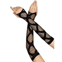 Довгі мітенки Leg Avenue Faux wrap net arm warmers One size Black, велика сітка — Просмотреть изображение 1