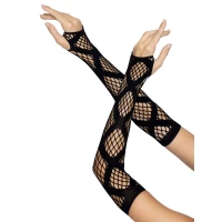 Довгі мітенки Leg Avenue Faux wrap net arm warmers One size Black, велика сітка — Просмотреть изображение 3